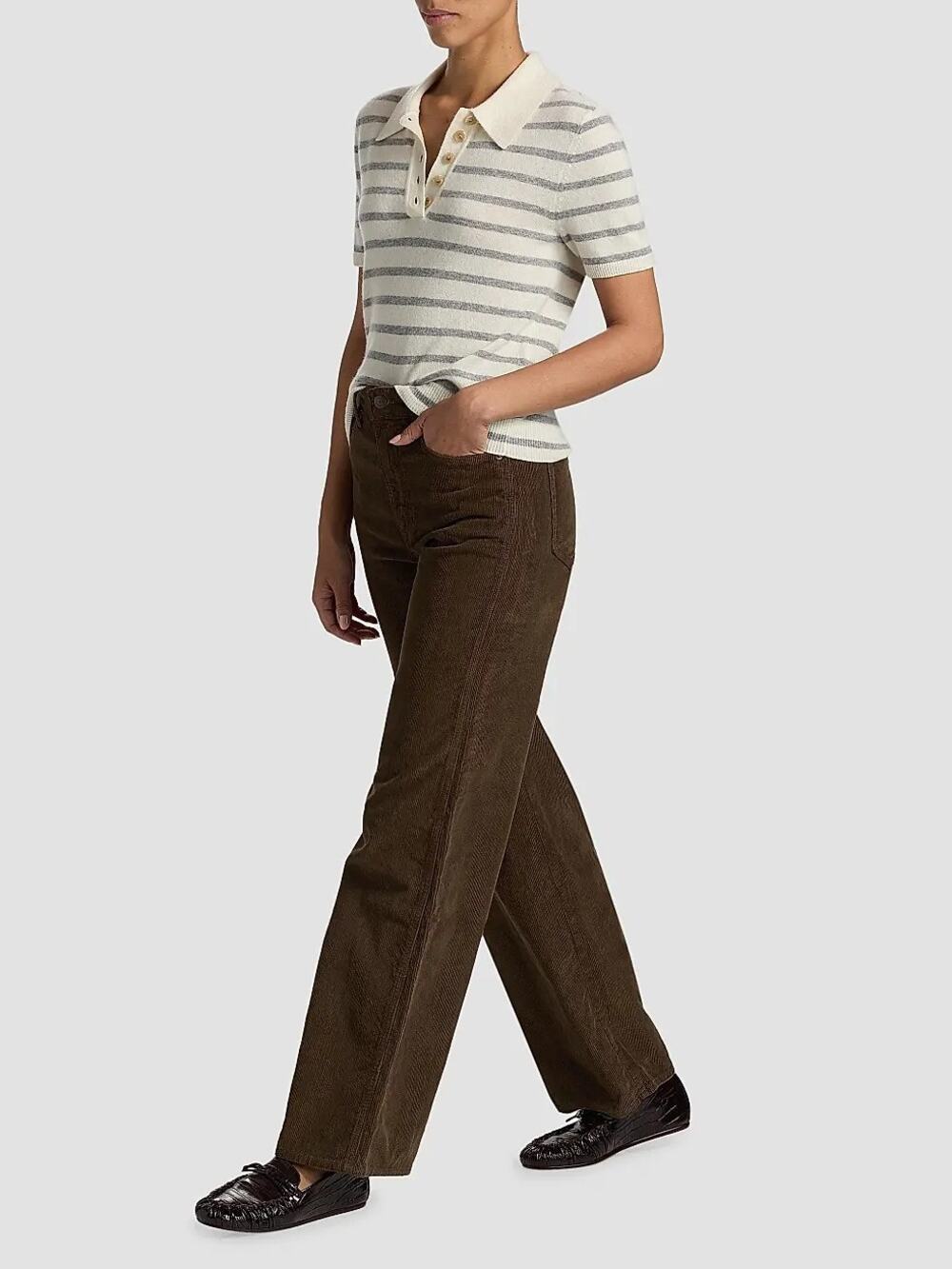 NWT Veronica Beard Taylor High Rise Wide Leg Pant Corduroy Brown Size 25